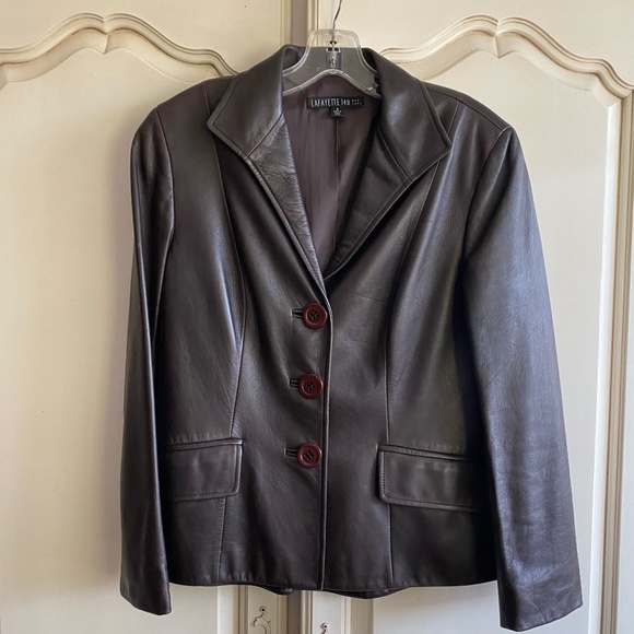 Lafayette 148 New YorkClassic Ladies’ Brown Leather Blazer